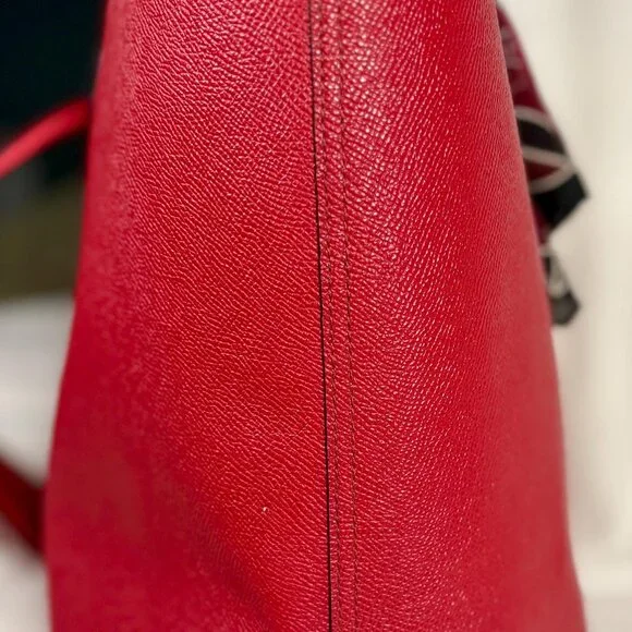 Coach Reversible Red and Black City Tote with Matching Pouch, Scarf and Charm - Picture 4 of 13